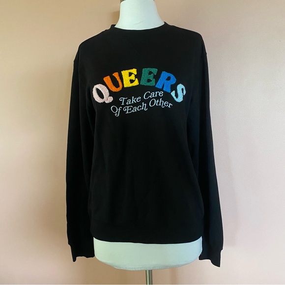 Pride Adult Ash + Chess 'Queers Take Care of Each Other' Embroidered Sweatshirt - Picture 6 of 10